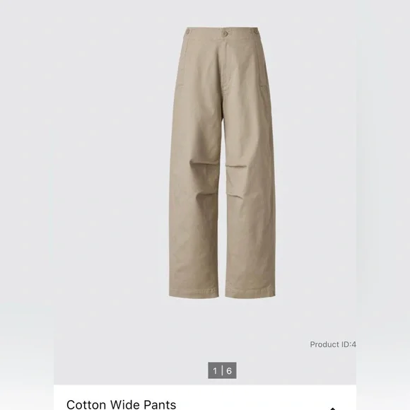 Uniqlo Cotton Wide Pants - Picture 3 of 7